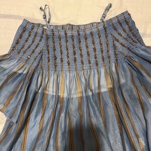 Blue striped line shoulder top